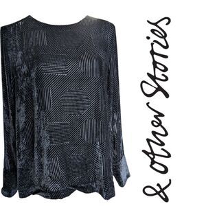 & other stories Black burnout silk velvet blouse  size 8 devore